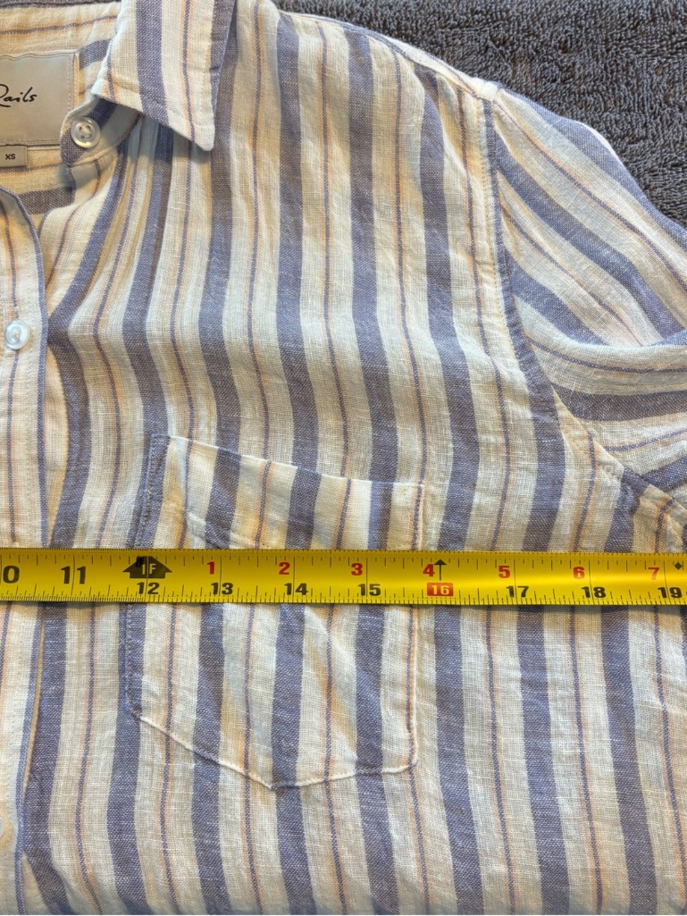 Rails Charli Long Sleeve Linen Semi Sheer Button Down Shirt- Bacara Stripe Sz XS - Picture 6 of 9